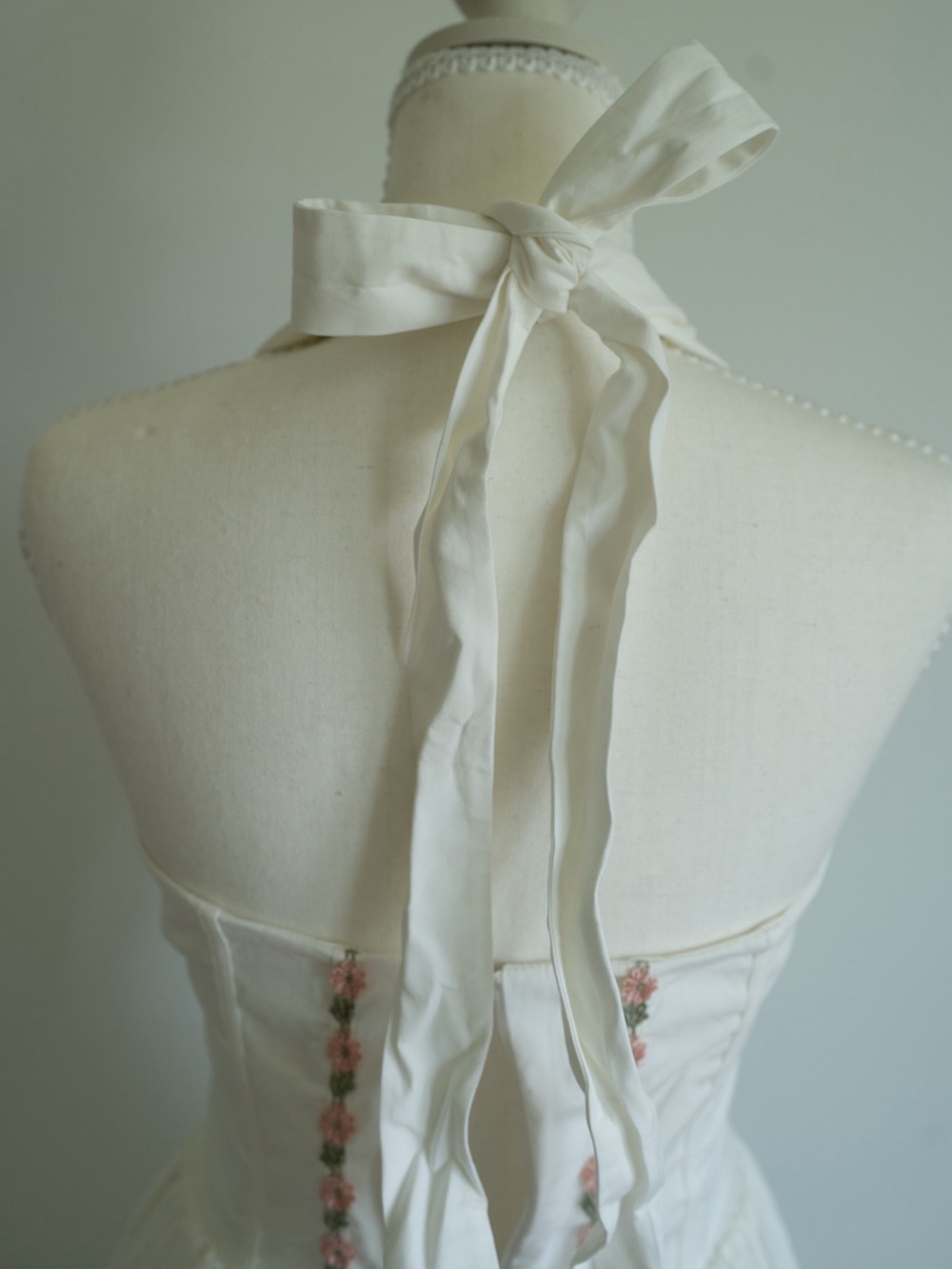 House of CB White Midi Halter Dress with Pink Floral Trim - Picture 7 of 14